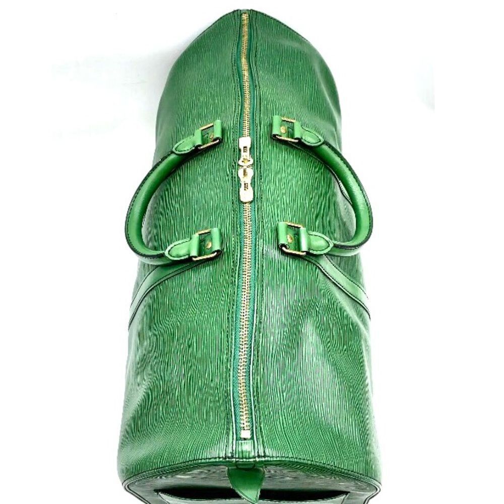 LOUIS VUITTON Green Epi Leather KeepAll Boston Travel Duffle Bag VI881 LV55 - Picture 5 of 15